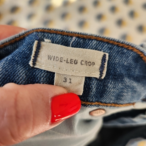 Madewell Wide Leg Crop Jean Womens Size 31 Medium Wash Denim Two Tone - Picture 7 of 9